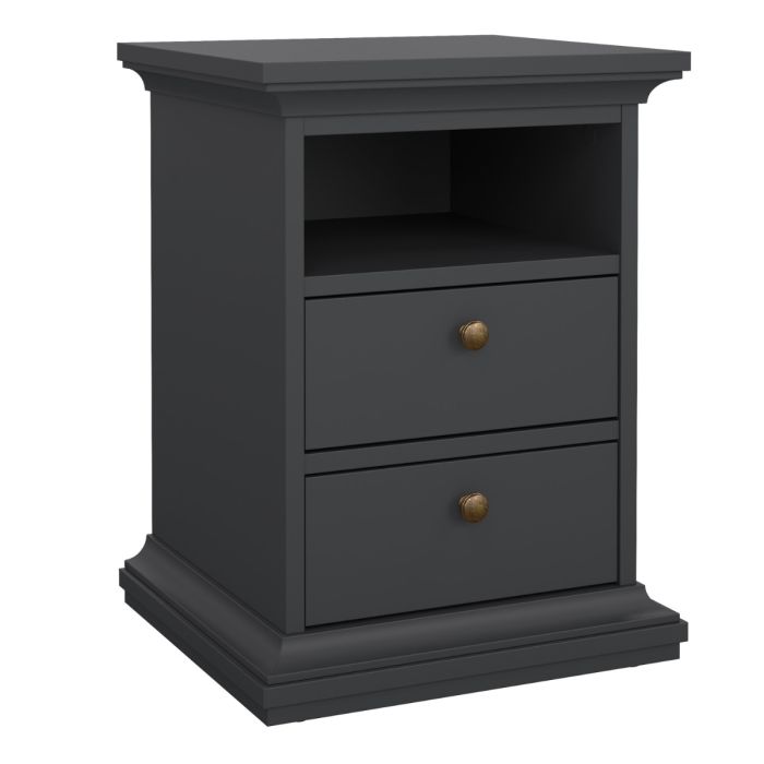 Chatsworth 2 Drawer Bedside In Matt Grey