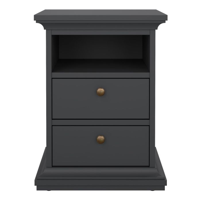 Chatsworth 2 Drawer Bedside In Matt Grey