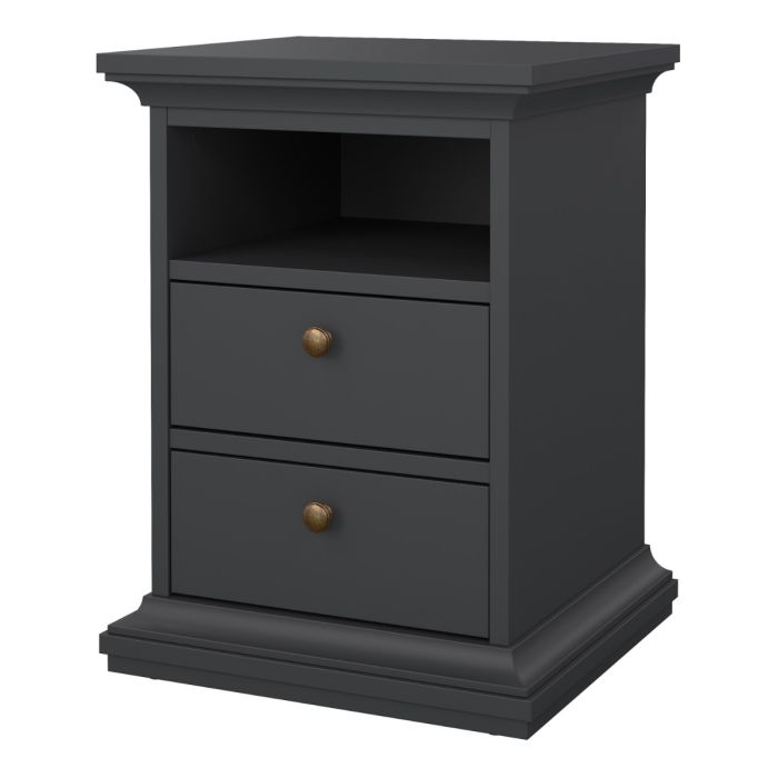 Chatsworth 2 Drawer Bedside In Matt Grey