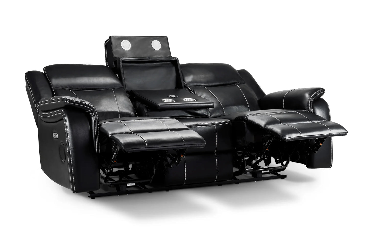 Black Leather Harold Tech Electric Reclining 3 Seater Sofa