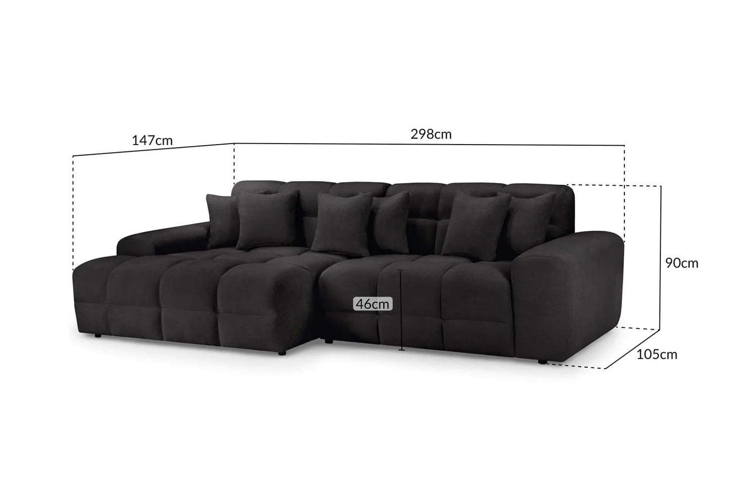 Jacob Sofa Black Left Hand Facing Corner