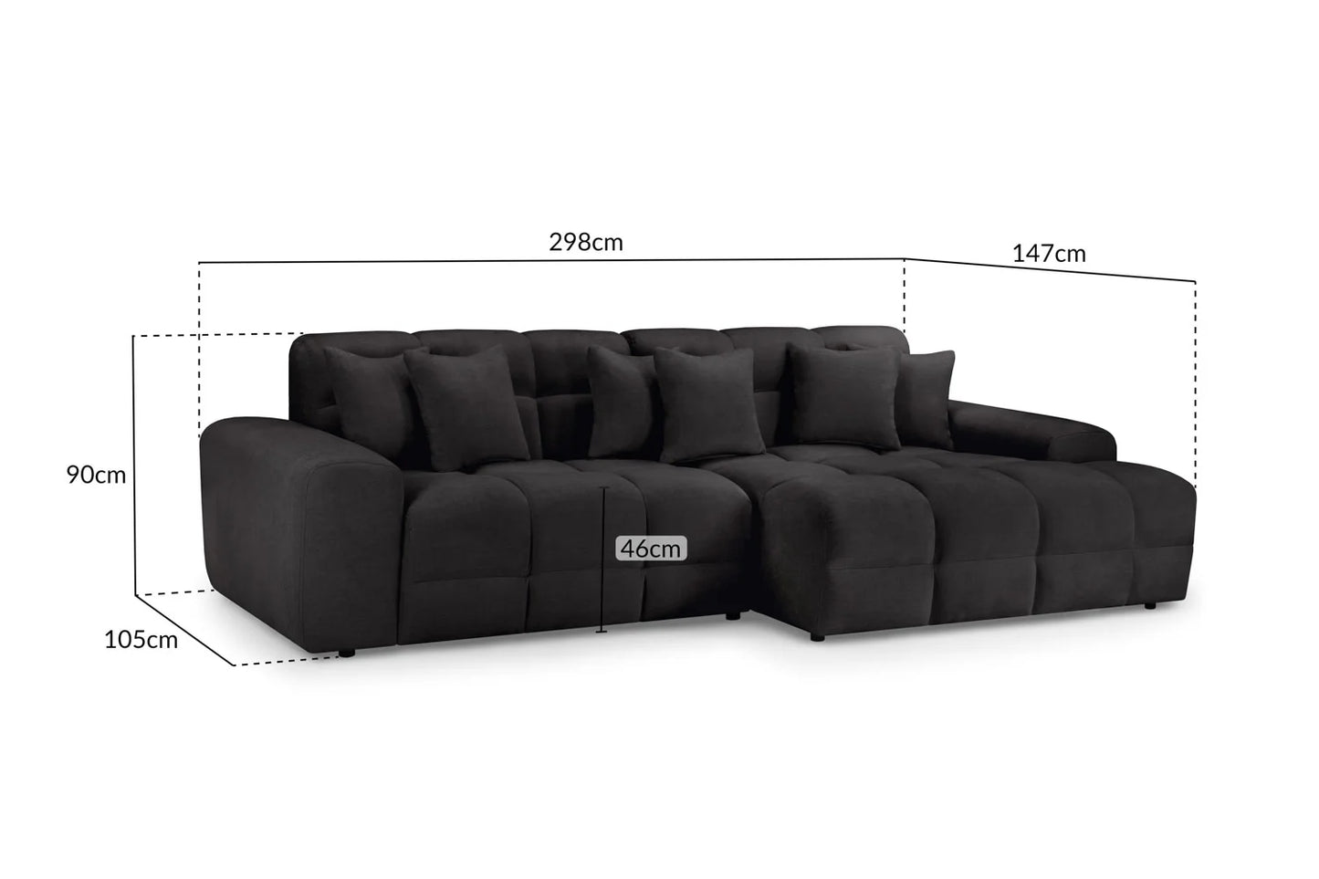 Jacob Sofa Black Right Hand Facing Corner