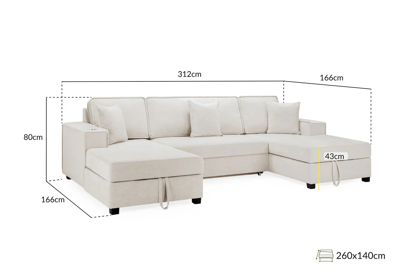 Mayfair Universal Corner U Shape Sofa Bed Sofa With Storage