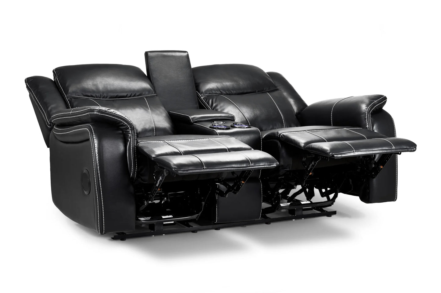Black Leather Harold Tech Electric Reclining 2 Seater Sofa