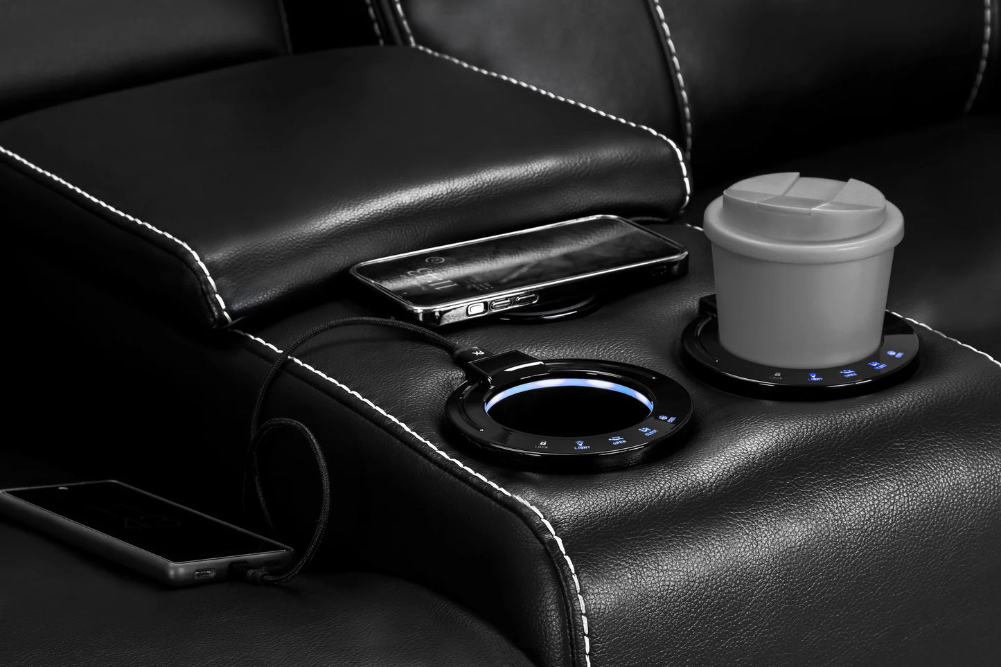 Black Leather Harold Tech Electric Reclining 2 Seater Sofa