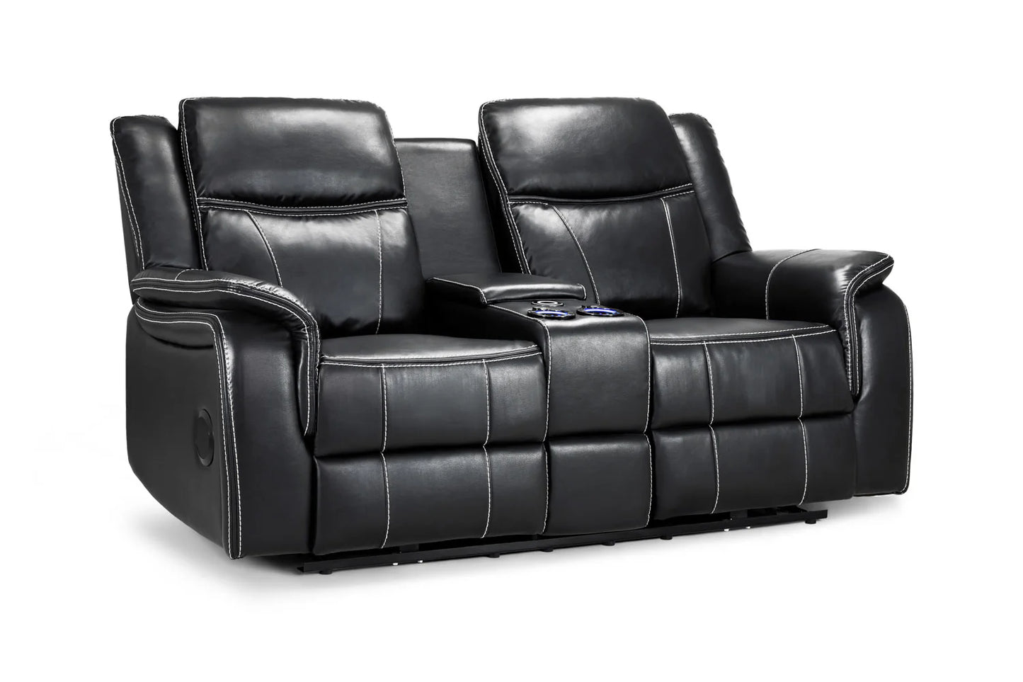 Black Leather Harold Tech Electric Reclining 2 Seater Sofa