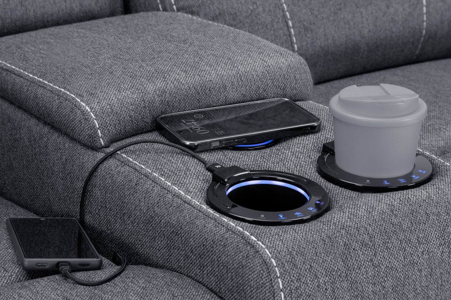 Grey Fabric Harold Tech Electric Reclining 2 Seater Sofa