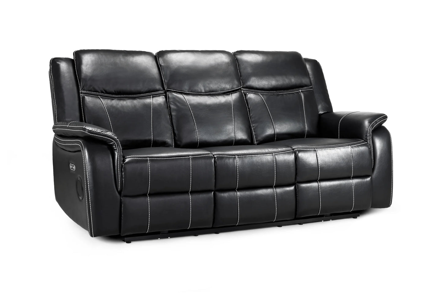 Black Leather Harold Tech Electric Reclining 3 Seater Sofa
