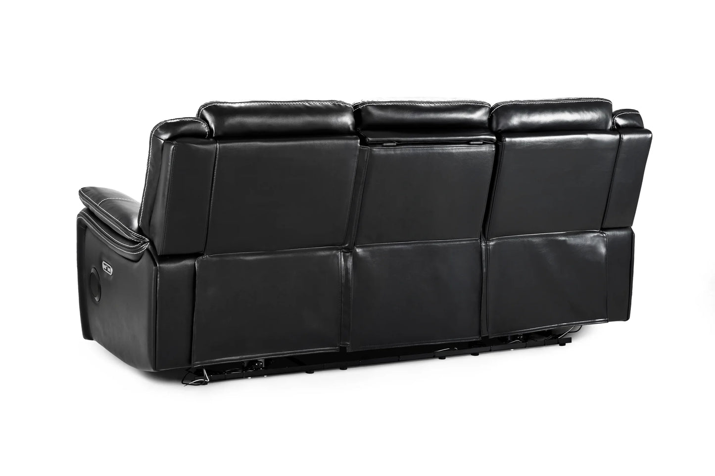 Black Leather Harold Tech Electric Reclining 3 Seater Sofa