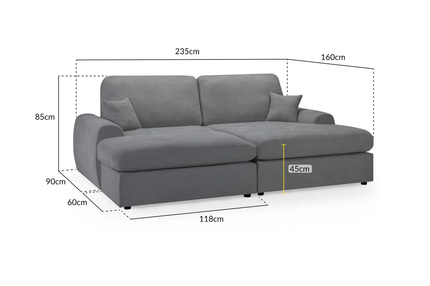 Winnie Cinema Sofa Dark Grey Universal Corner