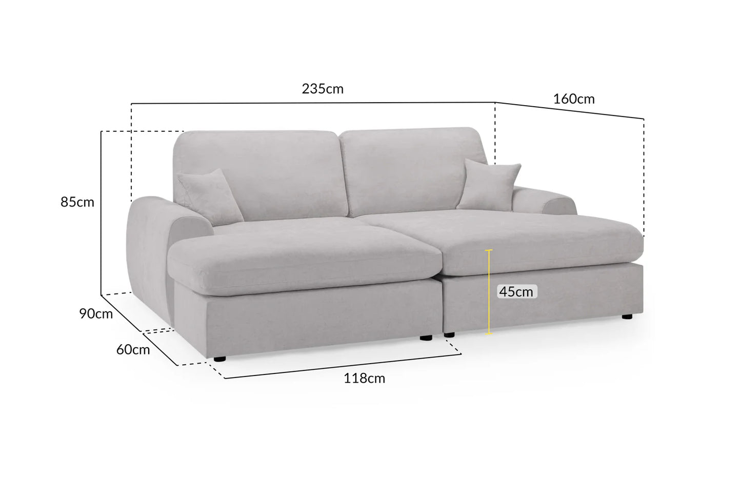 Winnie Cinema Sofa Light Grey Universal Corner